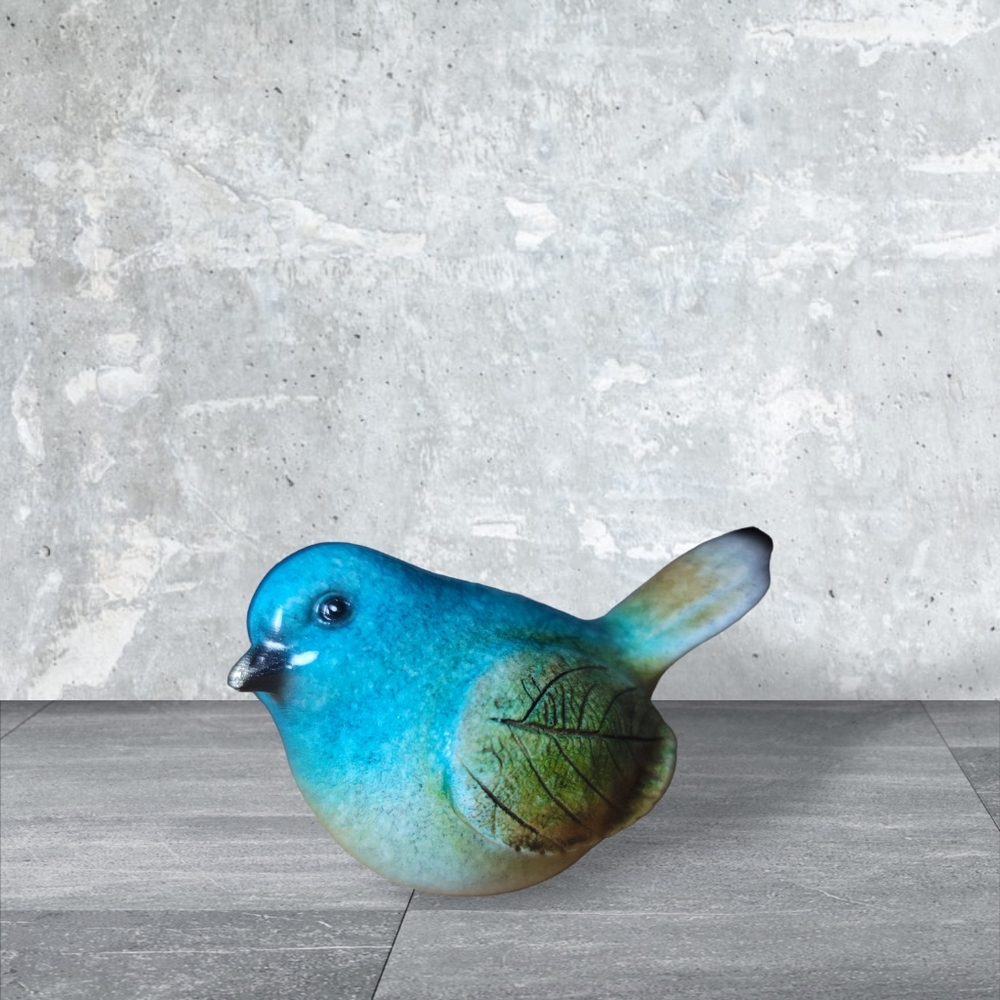 GANZ  Blue Leaf Wing Bird Collectible Figurine Turquoise Teal Brown Green Bird